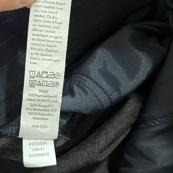 Spanx Womens Ponte Wide Leg High Rise Perfect Pants Size‎ XL Navy Gray Pinstripe - Picture 8 of 8